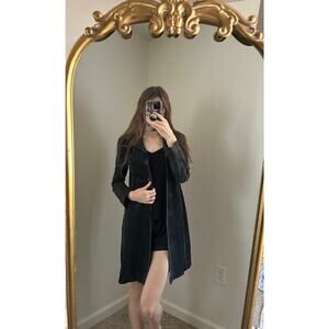 Rare Allan Denis Leather Black Stitch Long Coat Jacket